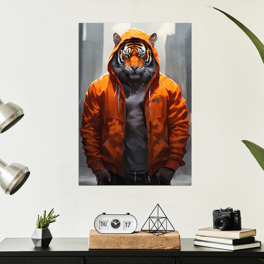 Urban Jungle Vibes - Tiger in Hoodie Canvas Poster