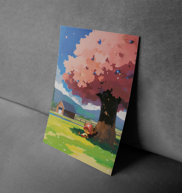 Cherry Blossom Daydream Anime Poster Print - Relaxing Scenic Wall Art