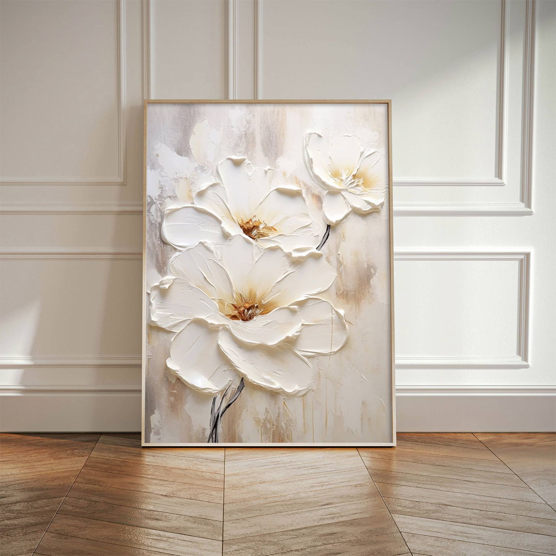 Serene Blossoms: A Textured Floral Canvas