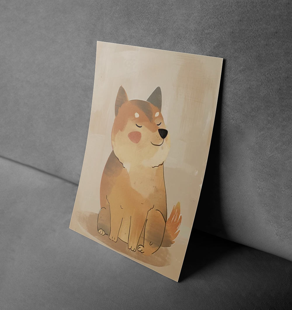 Adorable Shiba Inu Cartoon Poster