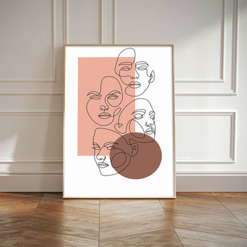 Minimalist Line Faces – Abstract Canvas Print