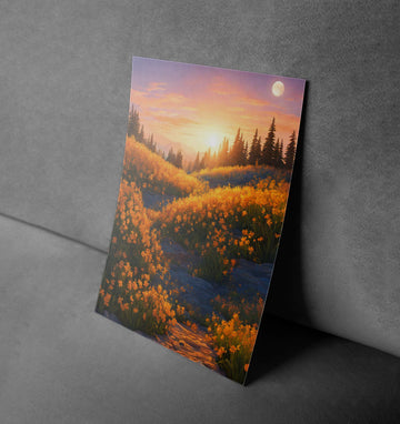 Golden Meadow Sunrise – Serene Nature Poster