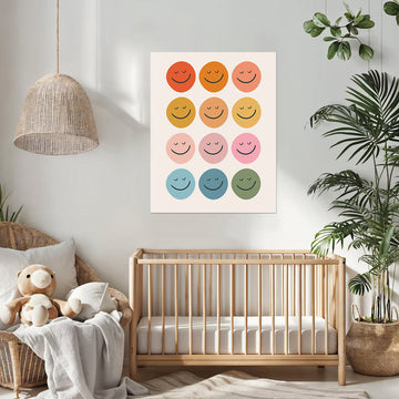 Colorful Smiley Faces Poster - Brighten Up Your Kids’ Room