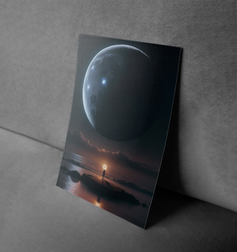 Celestial Solitude - Moonlit Galaxy Canvas Poster