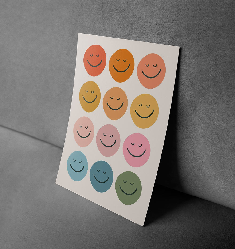 Colorful Smiley Faces Poster - Brighten Up Your Kids’ Room