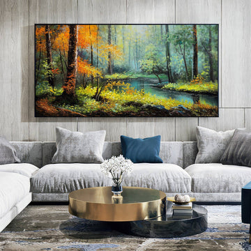 Autumn Tranquility: Enchanting Forest Oil Painting