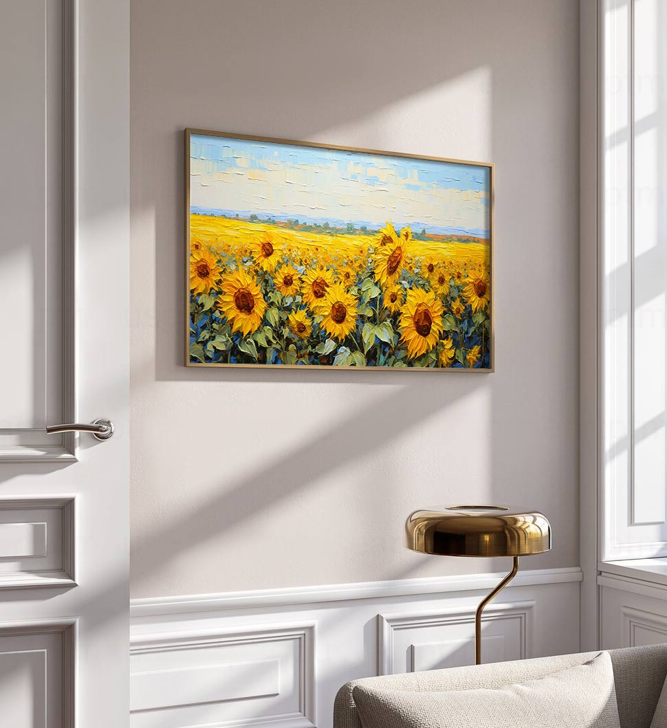 Golden Radiance: Sunflower Field Oil Painting