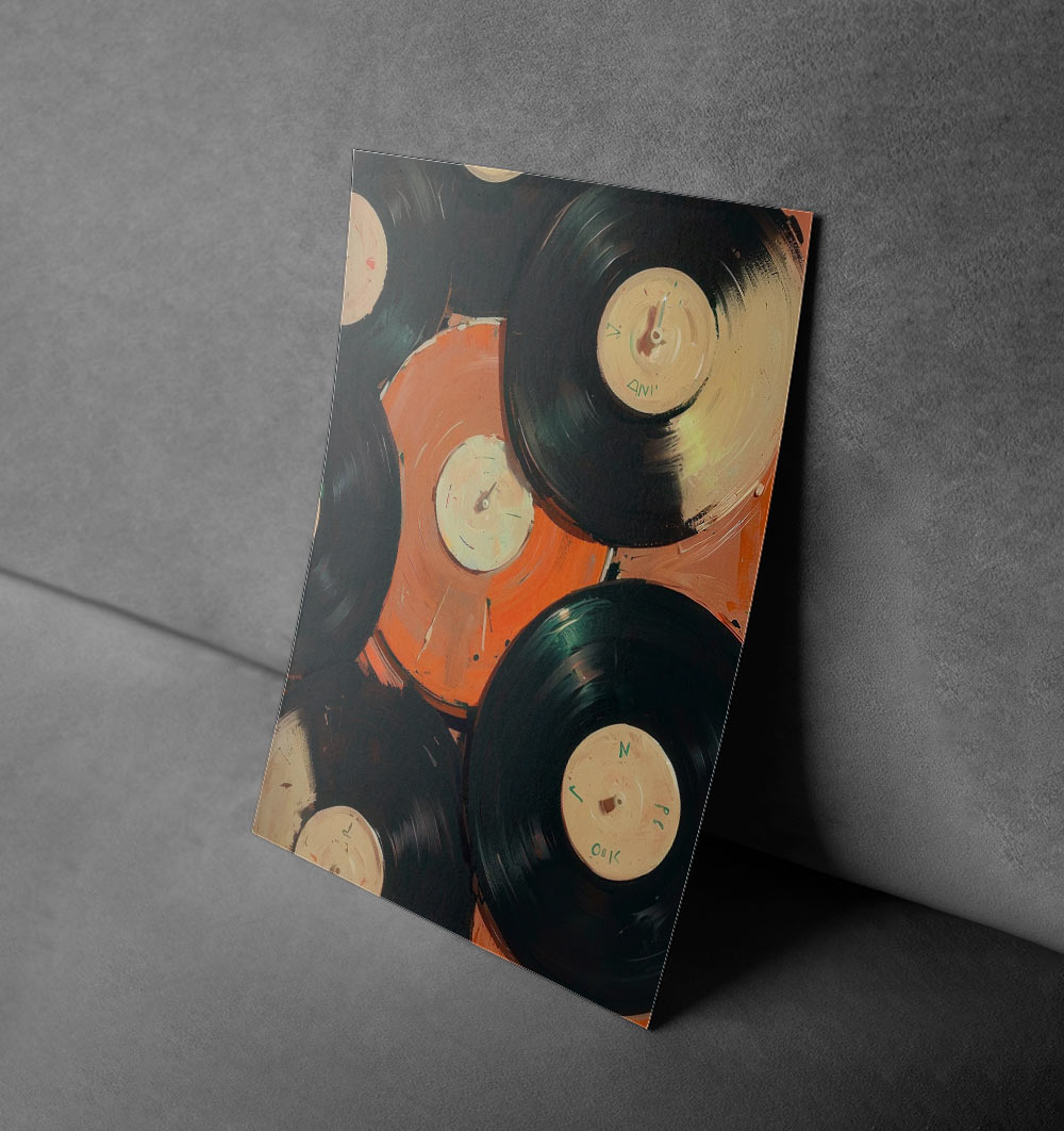 Retro Vinyl Record Collage Art Print