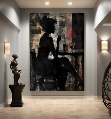 Silhouette in the City: Modern Abstract Oil Painting