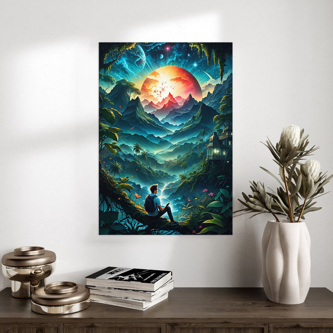 Mystical Mountain Explorer – Celestial Landscape Poster