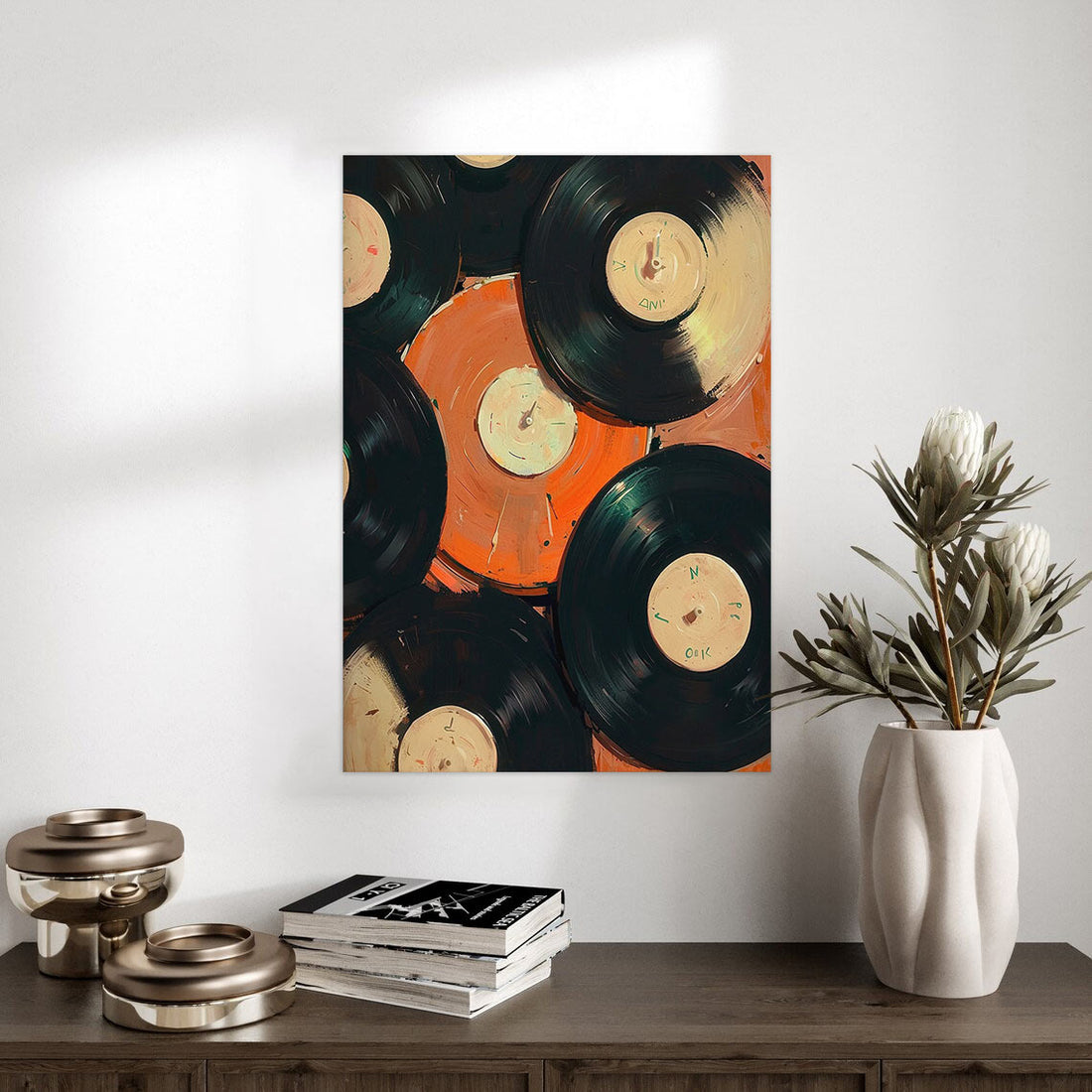 Retro Vinyl Record Collage Art Print