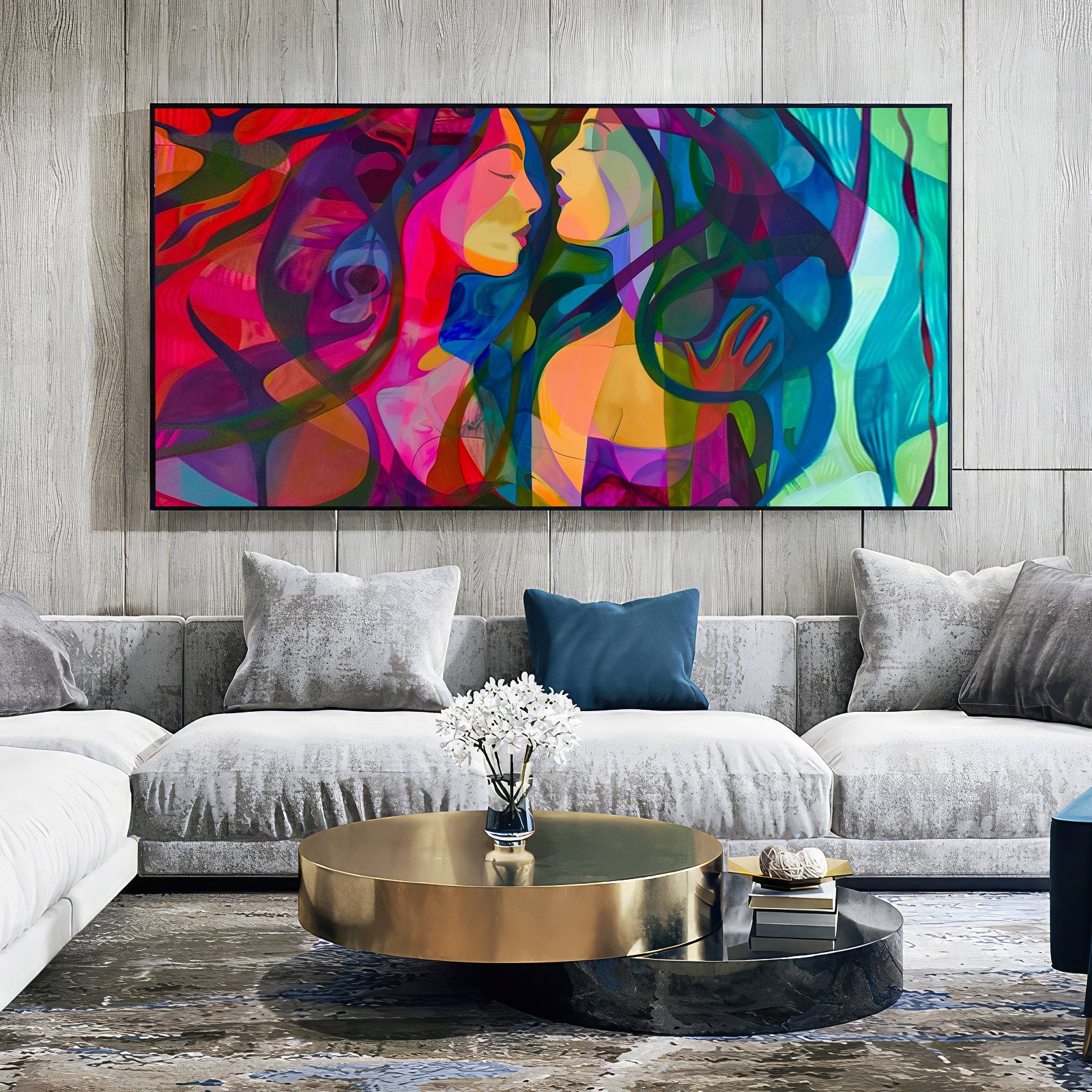 Soul Reflections: Abstract Faces in Vivid Color Harmony