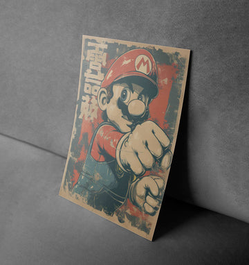 Mario Power Punch Vintage Gaming Art Poster