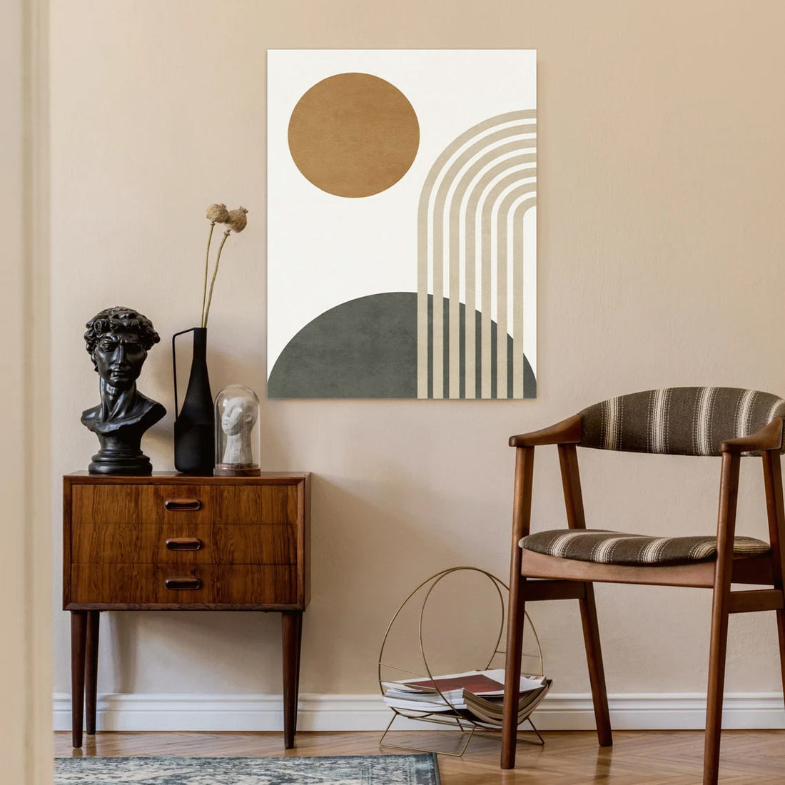 Golden Horizon – Minimalist Vintage Sun Poster