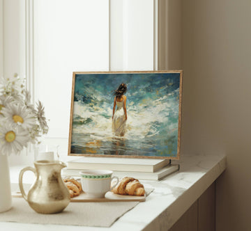 Ocean Reverie: Woman at the Water’s Edge Oil Painting