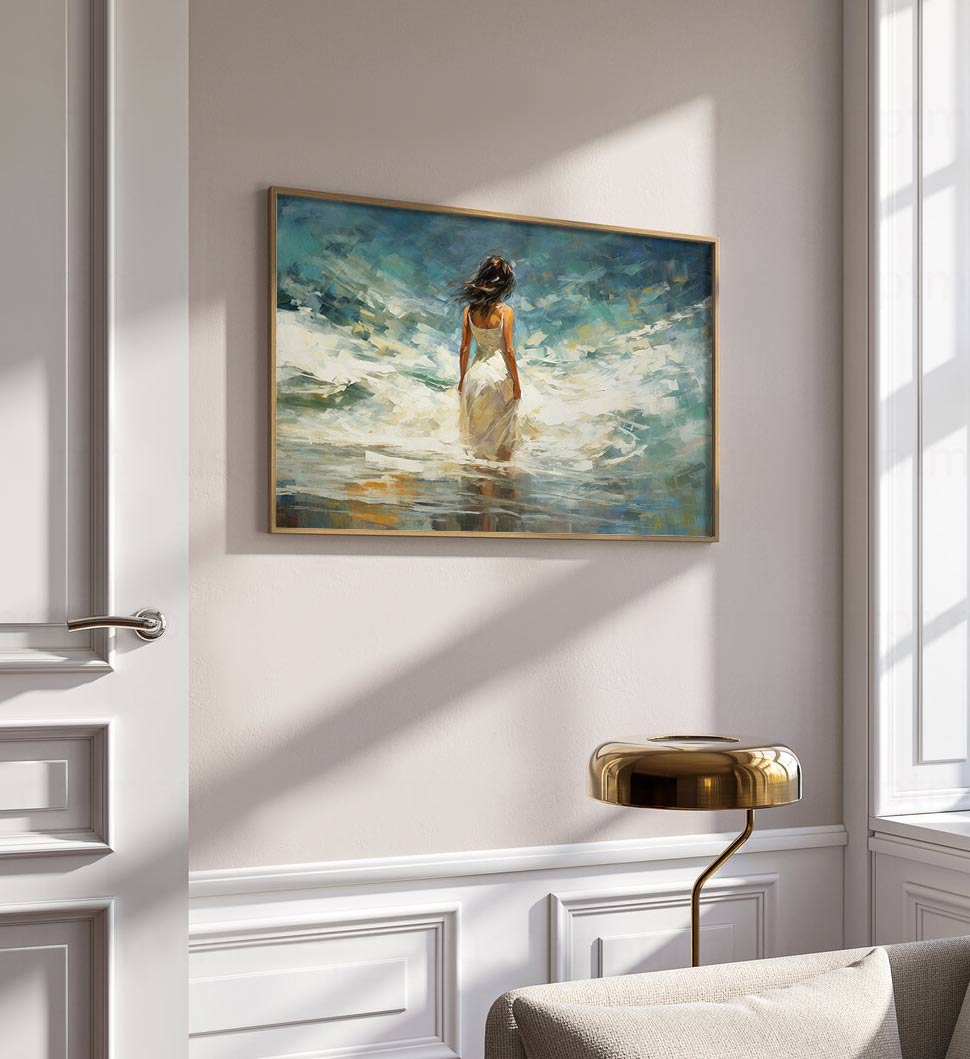 Ocean Reverie: Woman at the Water’s Edge Oil Painting