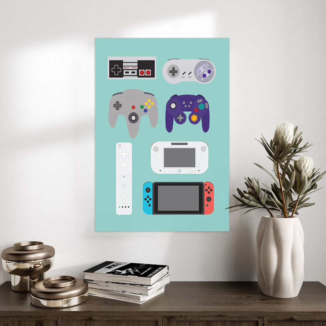 Nintendo Controllers Evolution Gaming Art Poster