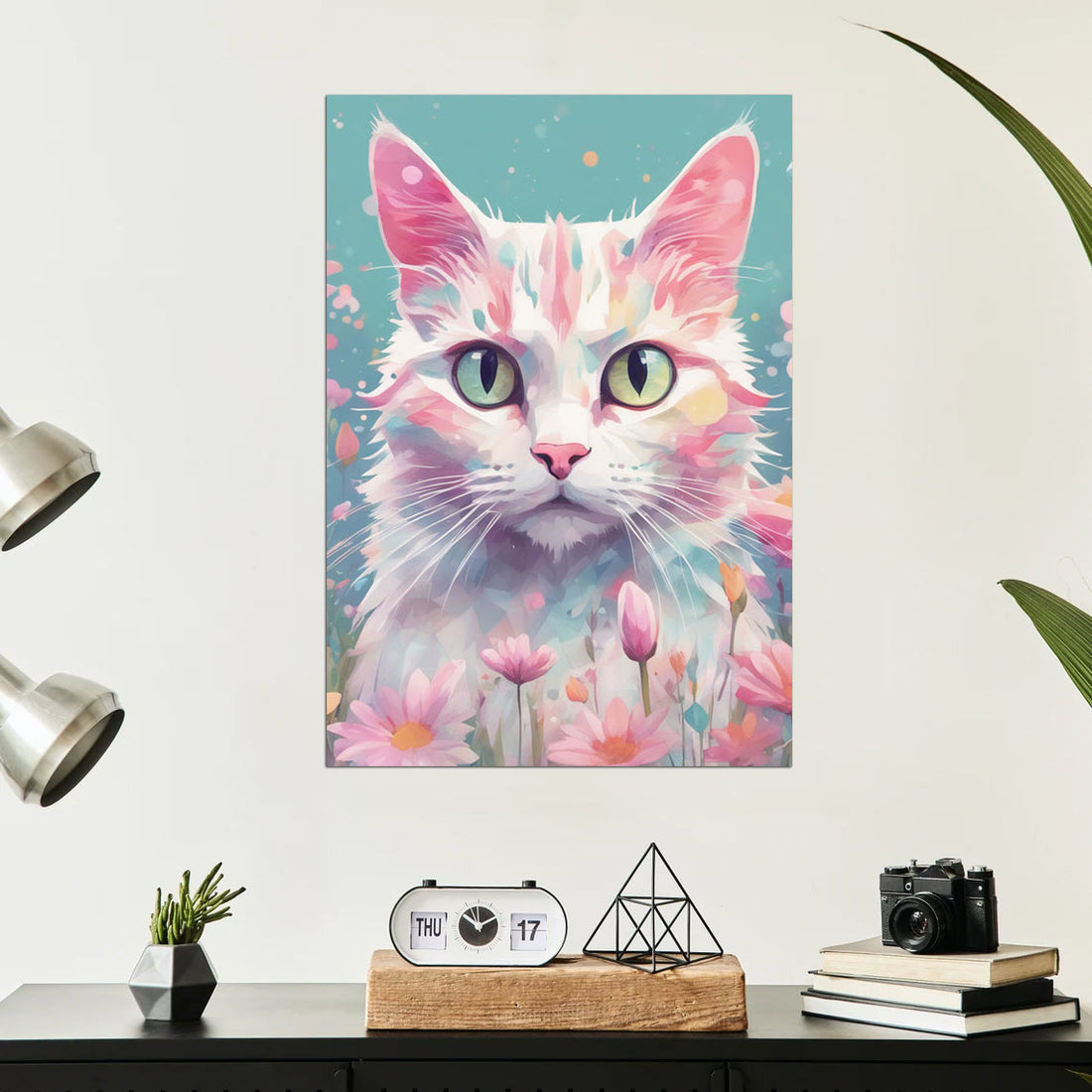 Dreamy Blossom Cat - Enchanting Canvas Poster