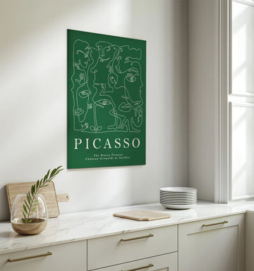 Modern Picasso Line Art Poster for Kitchen Décor – Green Edition