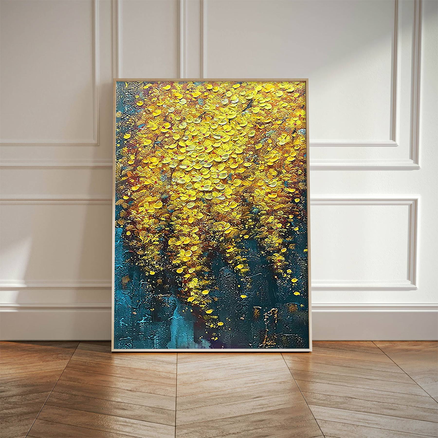 Radiant Golden Abstract Canvas Print – Bursts of Sunshine