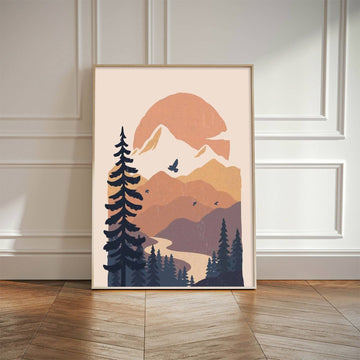 Golden Sunset: A Mountainscape Canvas