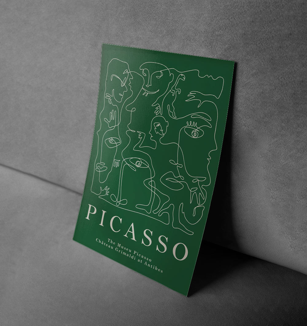 Modern Picasso Line Art Poster for Kitchen Décor – Green Edition