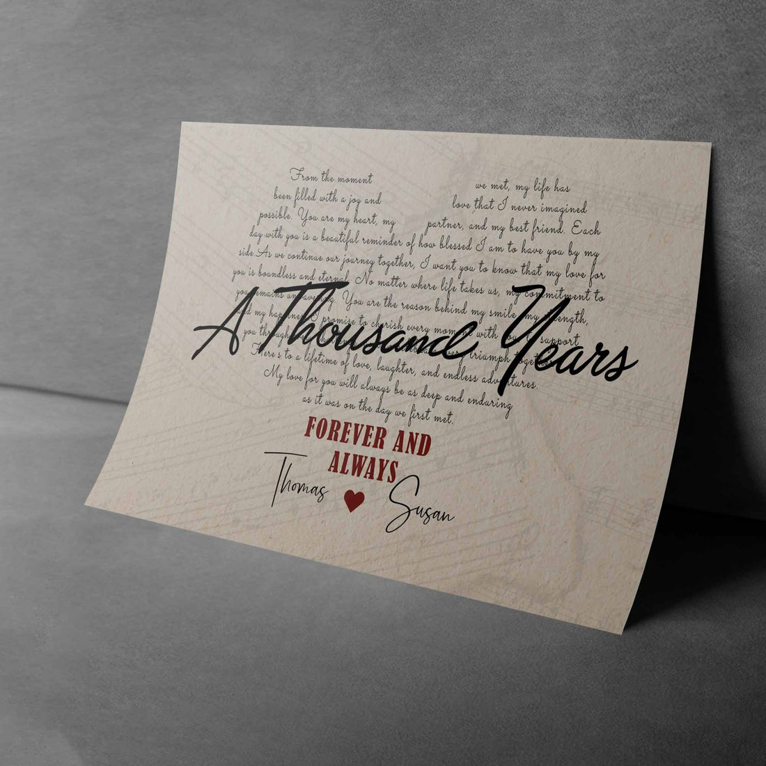 A Thousand Years - Personalized Love Letter Canvas for Bedroom