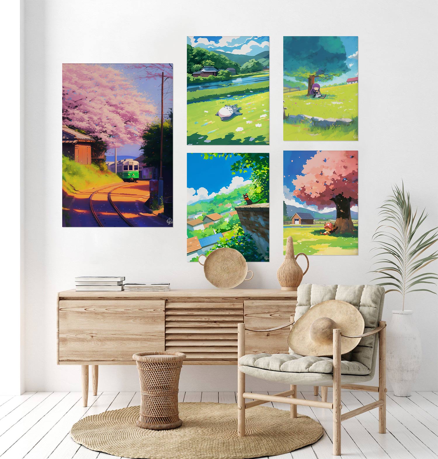 Serene Anime Landscapes Wall Art Combo