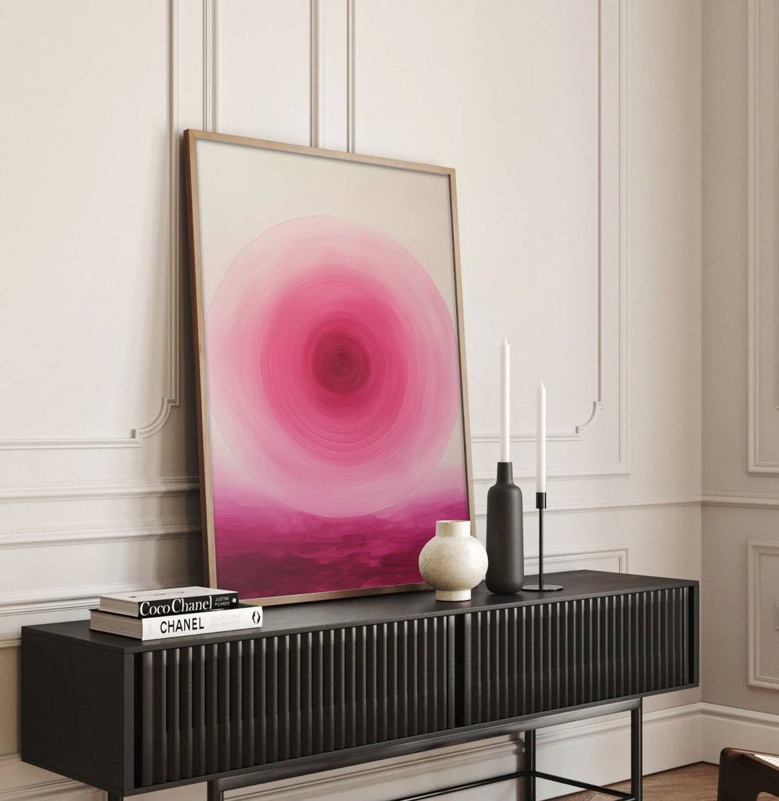 Ethereal Pink Vortex: Abstract Oil Painting