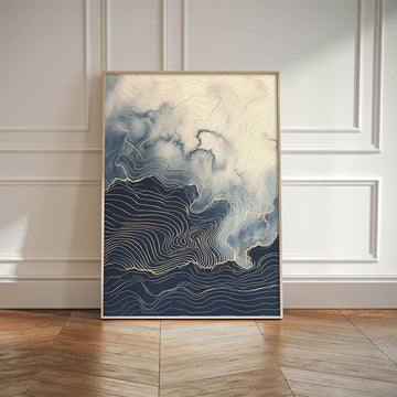 Abstract Ocean Topography Canvas Print – Calm Waves of Blue