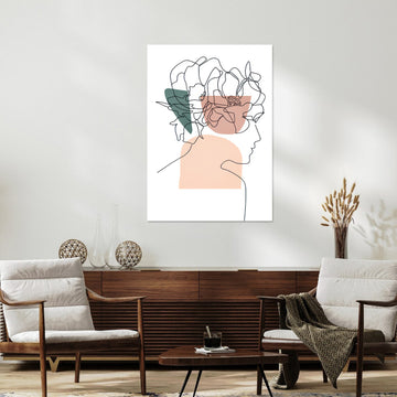 Modern Line Art Female Portrait – Minimalist Living Room Canvas Print