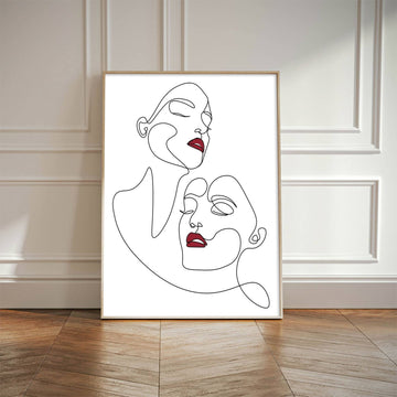 Dual Faces of Femininity – Minimalist Line Art Canvas Print