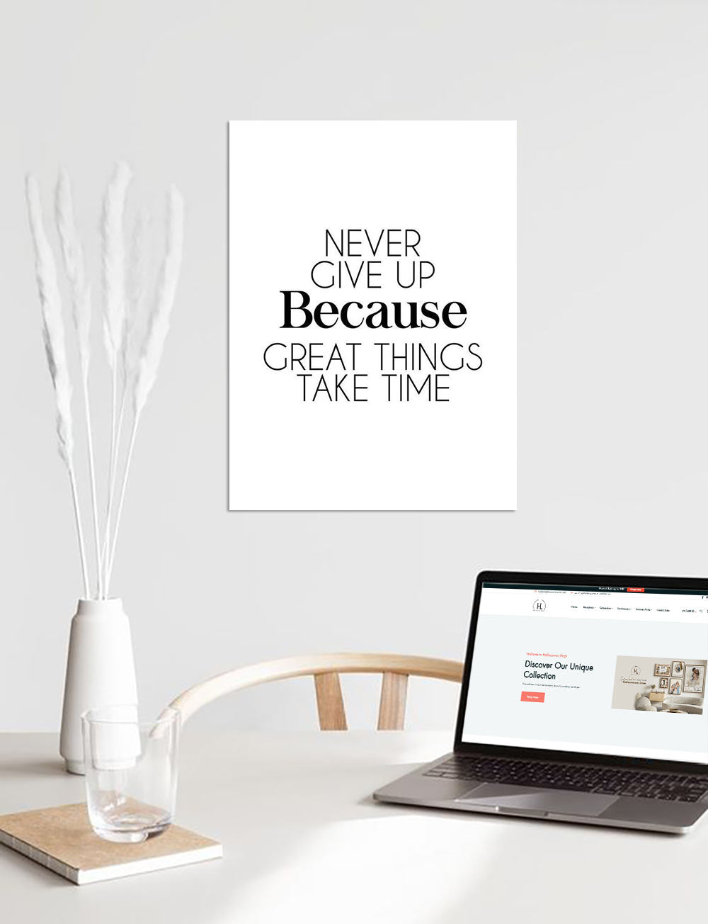 Never Give Up Canvas Print – Inspirational Wall Art for Your Workspace