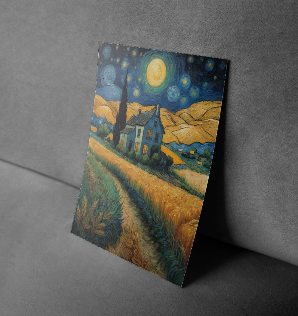 Moonlit Wheat Fields – Van Gogh-Inspired Countryside Poster