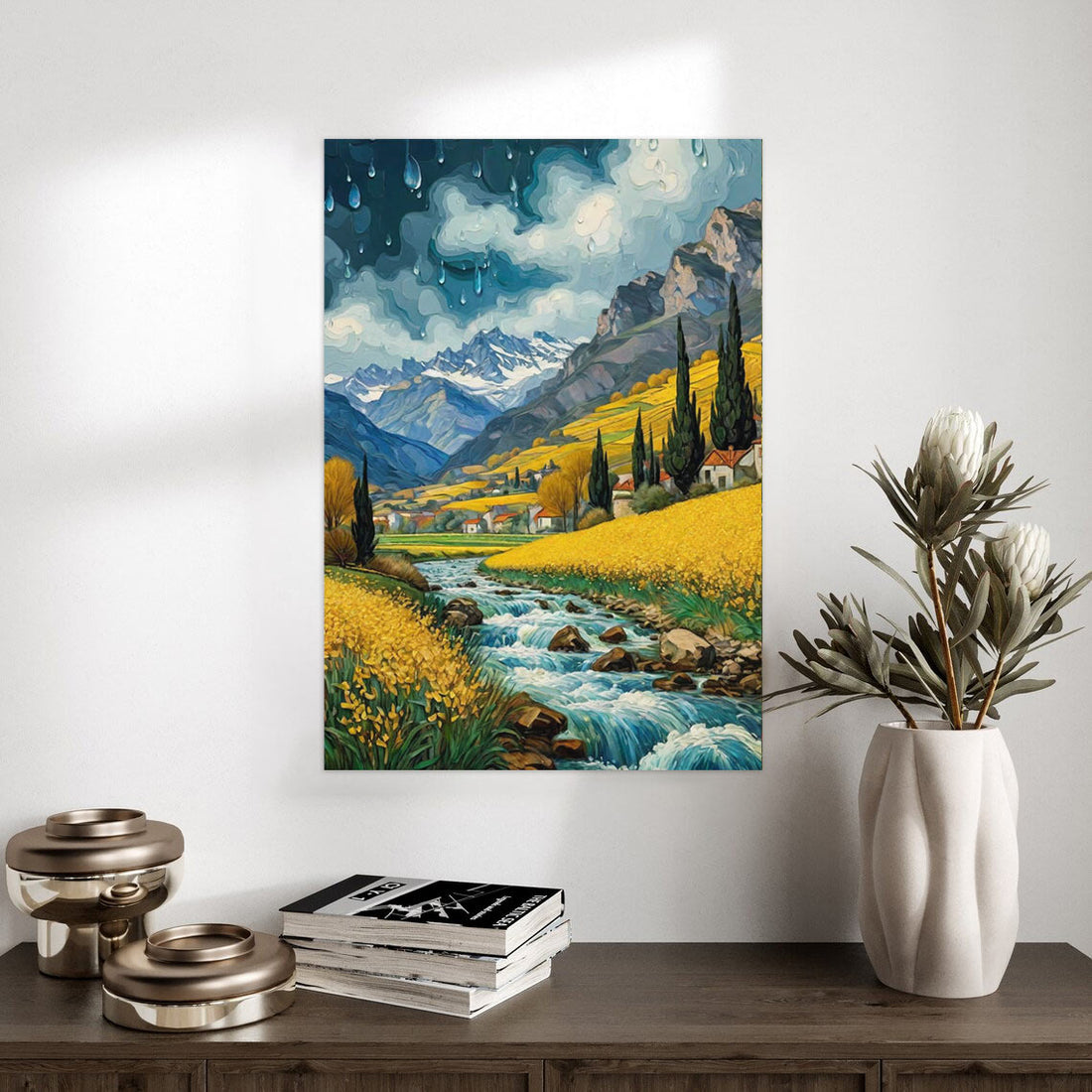 Mountain Stream Serenity – Colorful Nature Landscape Poster