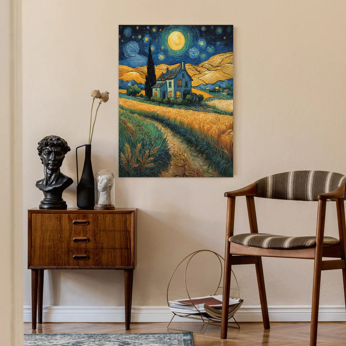 Moonlit Wheat Fields – Van Gogh-Inspired Countryside Poster