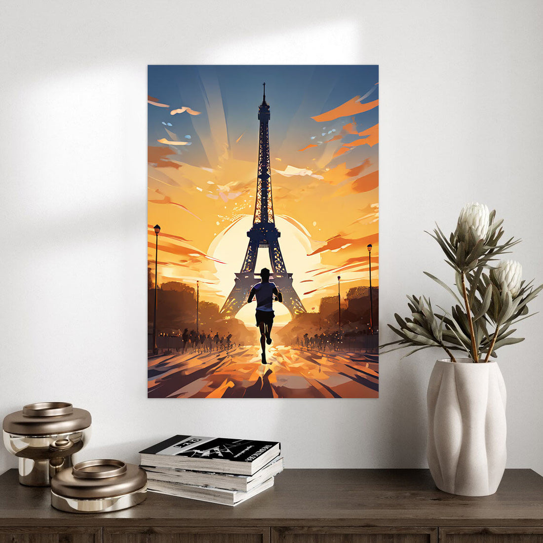 Paris Marathon Sunset – Inspirational Sports Poster Print