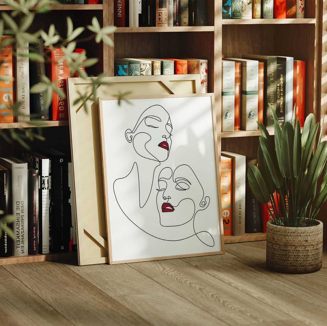 Dual Faces of Femininity – Minimalist Line Art Canvas Print