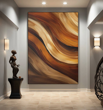 Golden Flow: Abstract Oil Painting with Warm Hues