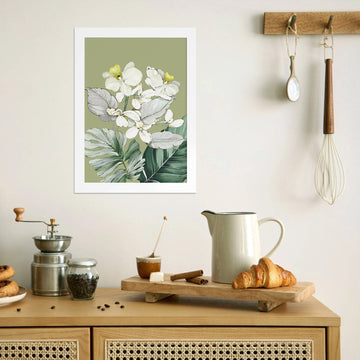 Serene White Orchid Botanical Canvas – Elegant Kitchen Décor