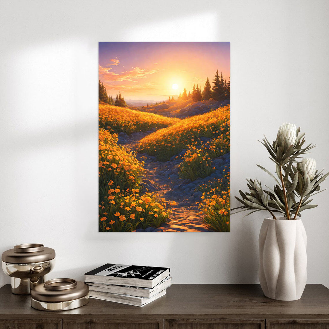 Golden Horizon Path – Serene Nature Poster