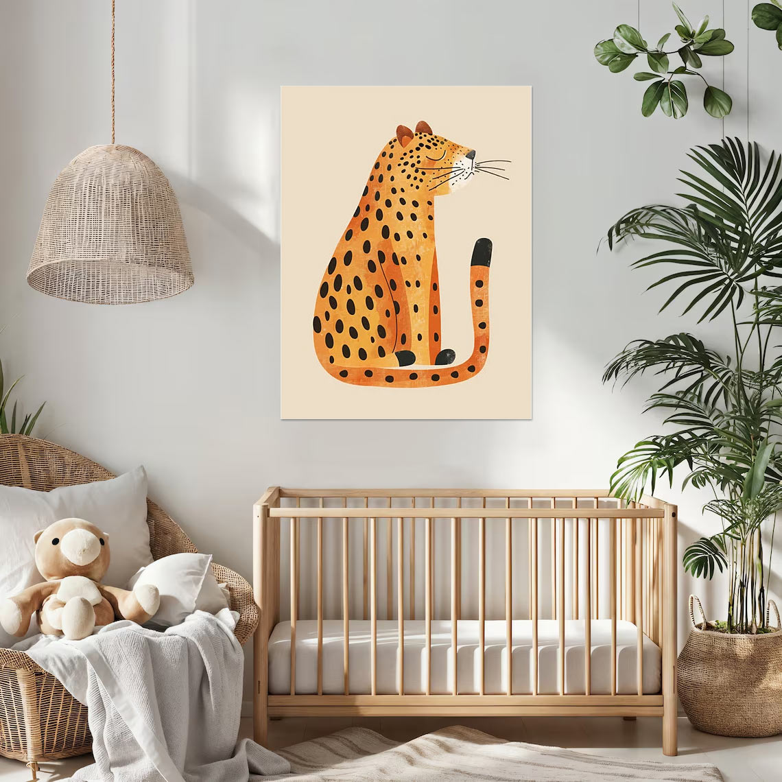 Charming Cheetah Nursery Wall Art - Vibrant Animal Poster for Kids' Room Decor