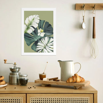 Tropical Monstera and Orchid Botanical Canvas – Lush Kitchen Décor