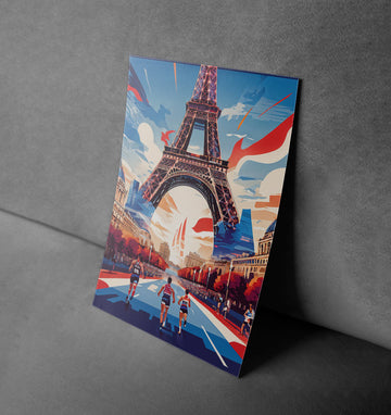 Paris Marathon Victory – Dynamic Eiffel Tower Sports Poster