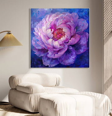 Majestic Bloom: Purple Peony in Full Glory Oil Painting