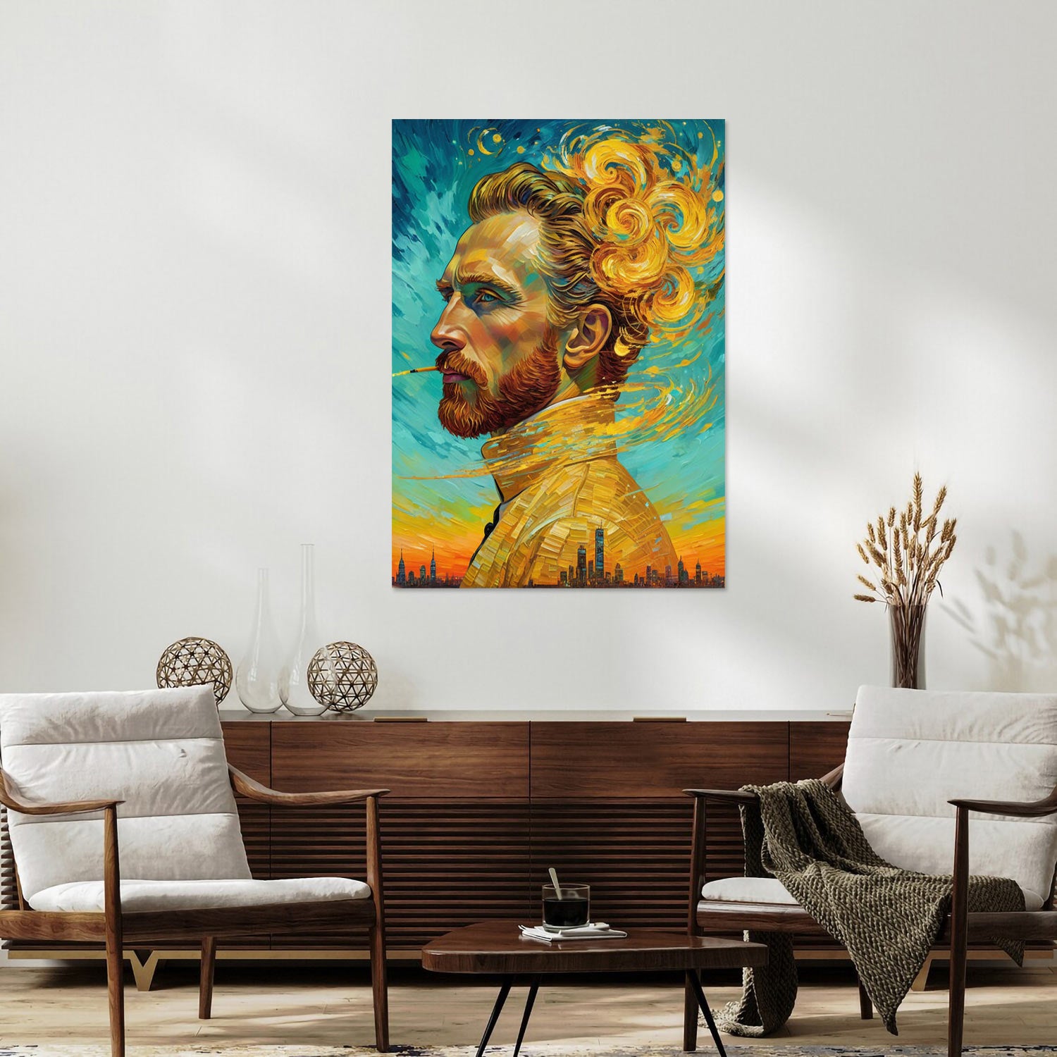 Van Gogh Reimagined – Vibrant Modern Art Canvas for Living Room Decor