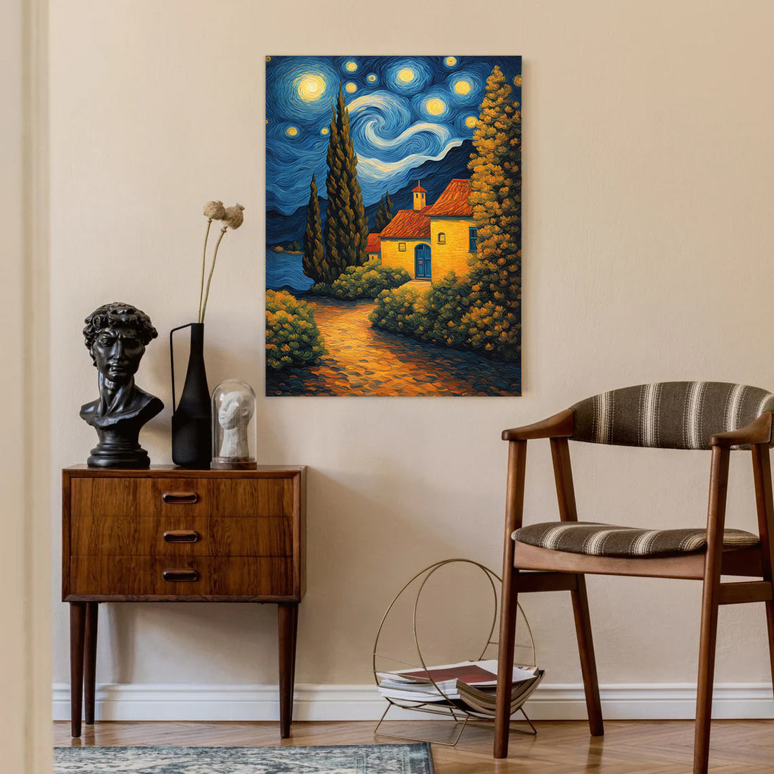 A Starlit Path to Serenity: A Van Gogh-Inspired Landscape