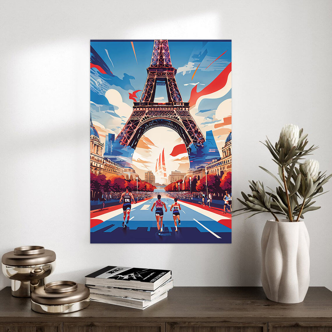 Paris Marathon Victory – Dynamic Eiffel Tower Sports Poster