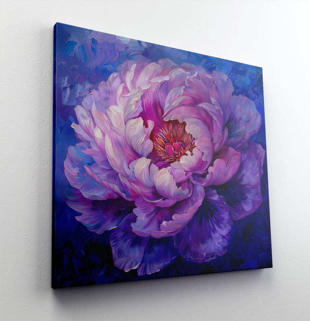 Majestic Bloom: Purple Peony in Full Glory Oil Painting