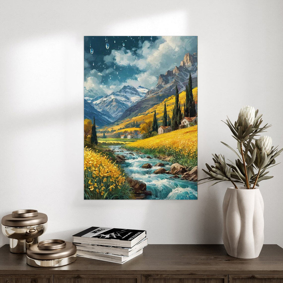 Mountain Valley Stream – Idyllic Nature Landscape Poster